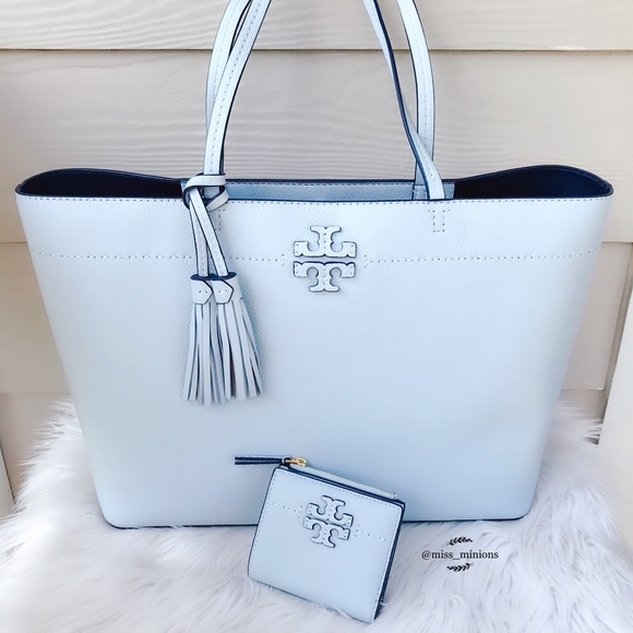 ❗️SOLD❗️Tory Burch McGraw Blue Seltzer Tote - Picture 5 of 7